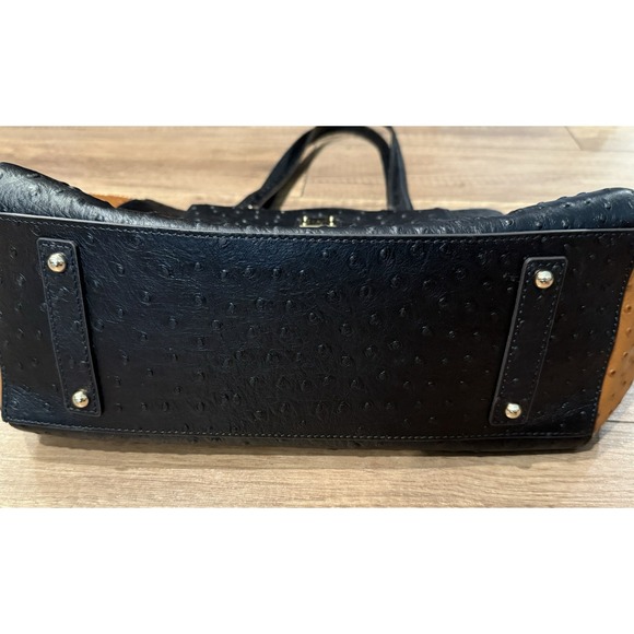 DOONEY & BOURKE East/West‎ Shopper Tote Bag OSTRICH LEATHER Black/Brown - EUC - Picture 10 of 16